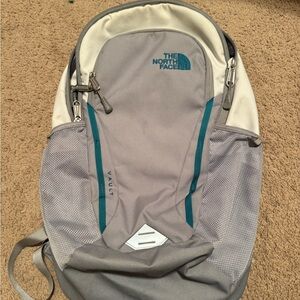The North Face Gray and White Backpack